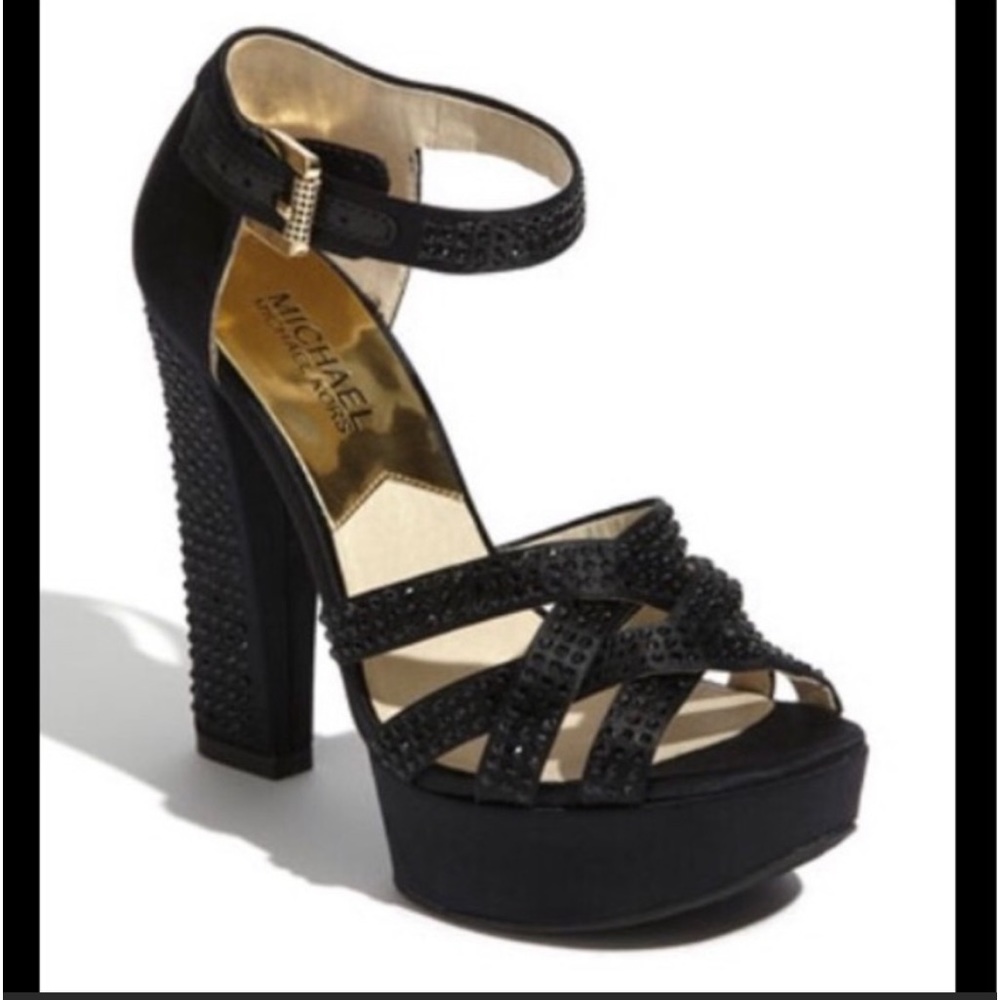 Michael Kors Platform Sandals with Black Rhinestone Studs